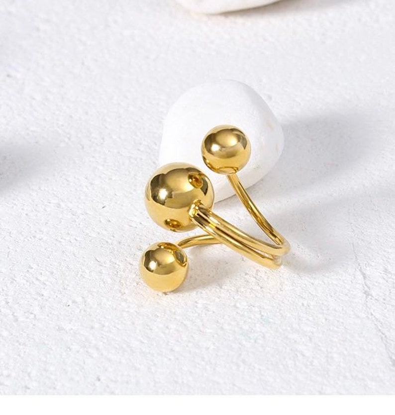 GoldChunky Ring,Adjustable Ring,Spiral Ring,Gold Round Ball Ring,Gold Geometric Ring,Gold Ring,Chic Designer Ring,Statement Ring,Wrap Ring