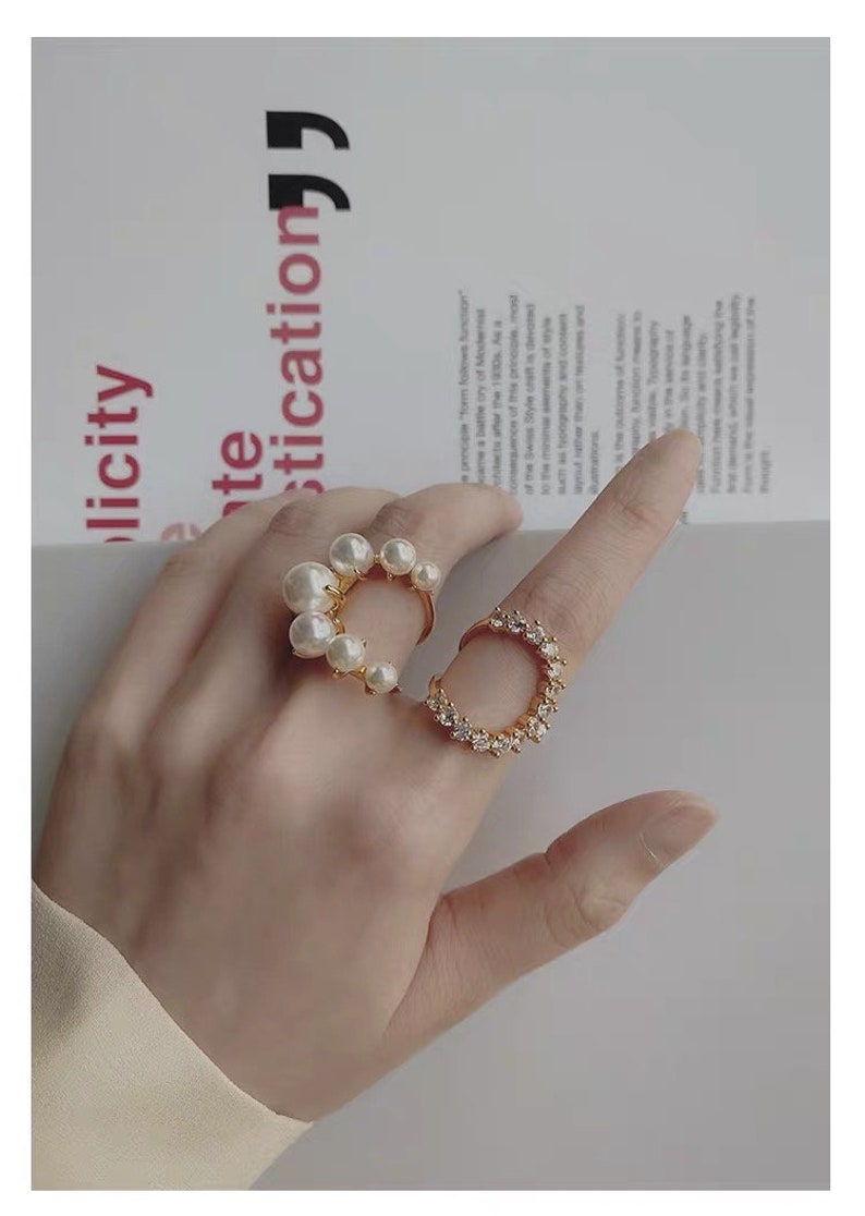 Adjustable Pearl Rings Pearl Ring Pearl Statement Ring Etsy