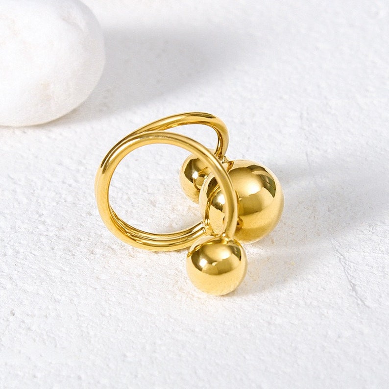 GoldChunky Ring,Adjustable Ring,Spiral Ring,Gold Round Ball Ring,Gold Geometric Ring,Gold Ring,Chic Designer Ring,Statement Ring,Wrap Ring