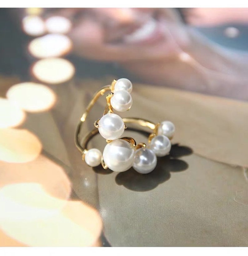 Adjustable Pearl Rings Pearl Ring Pearl Statement Ring Etsy