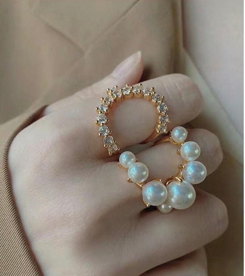 Adjustable Pearl Rings Pearl Ring Pearl Statement Ring Etsy