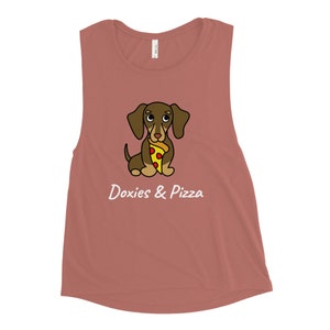Doxies and Pizza Daschshund Ladies’ Muscle Tank