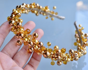 Gold Crystal Delight Headpiece Tiara Handcrafted