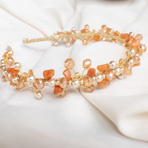 Perissa Coral Stones Tiara - Crown- Gift for friends - Headpieces - Handmade - Luxe Headbands - Hair Accessories
