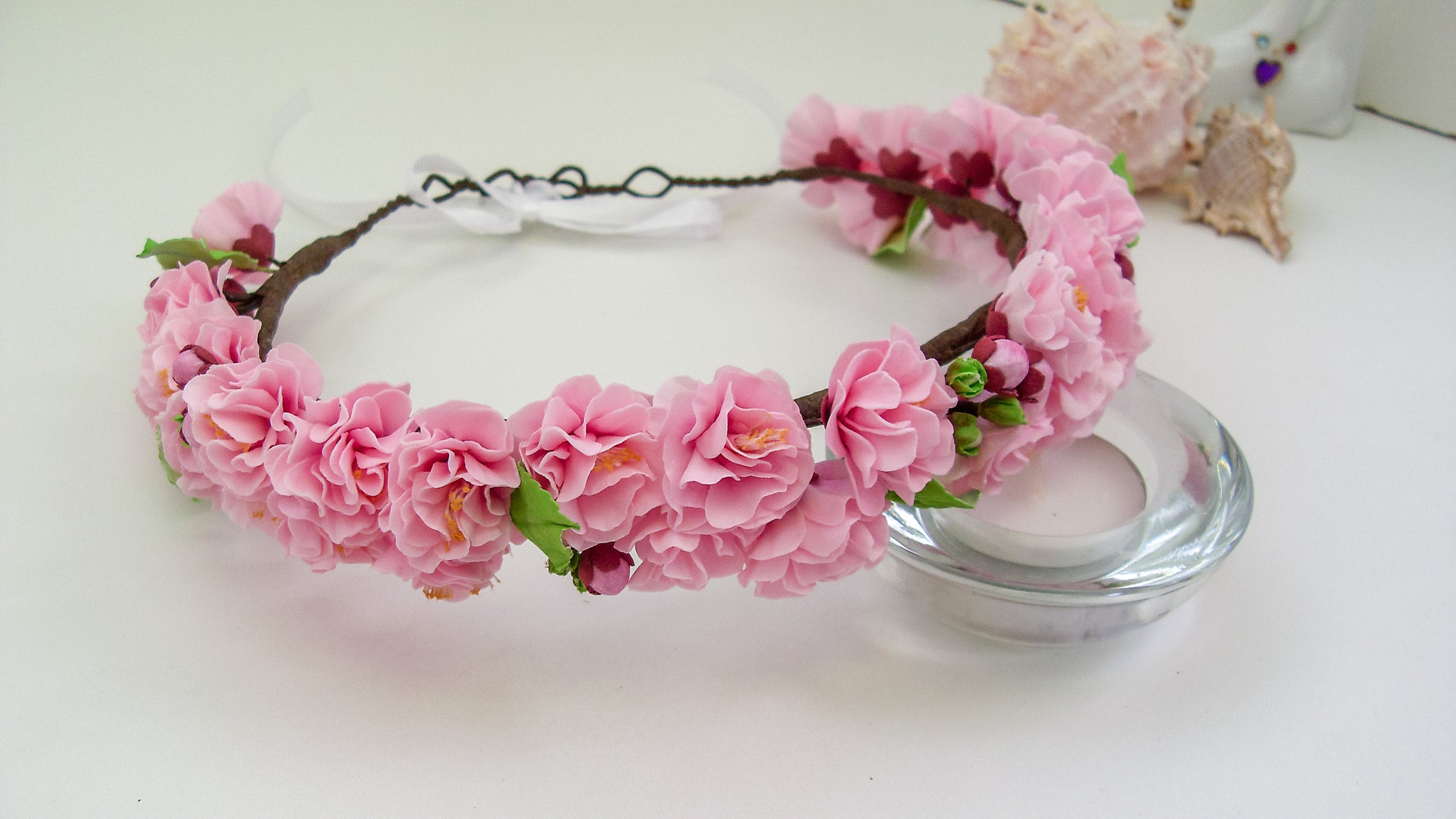 Pink cherry blossom halo flower crown for children and adults Etsy