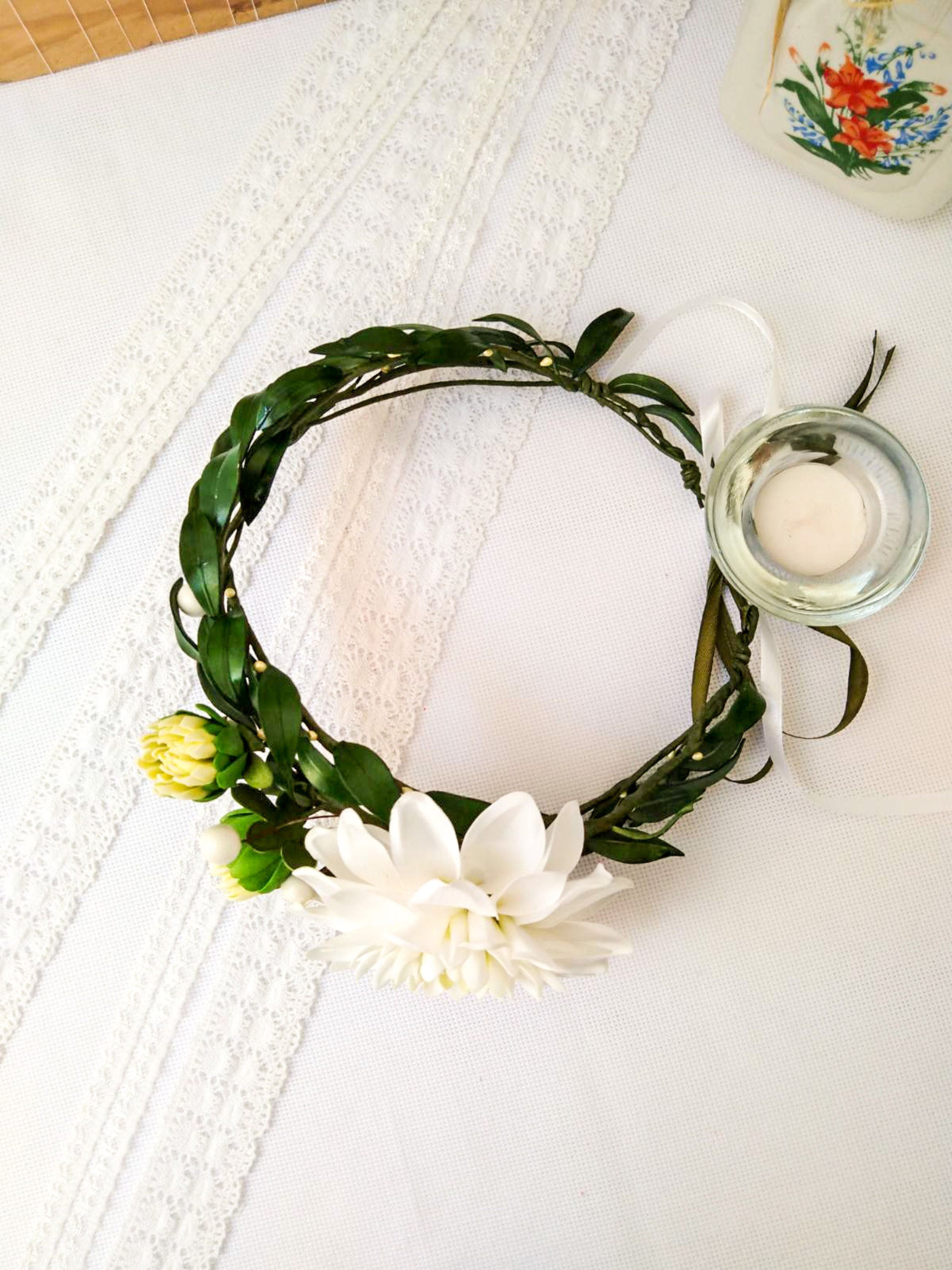 Dahlia flower crown with greenery for bride bridesmaid Etsy