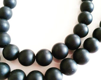 20pc 8741140000483 Perles de Pierre Agate gris noir Mat Boules 6mm