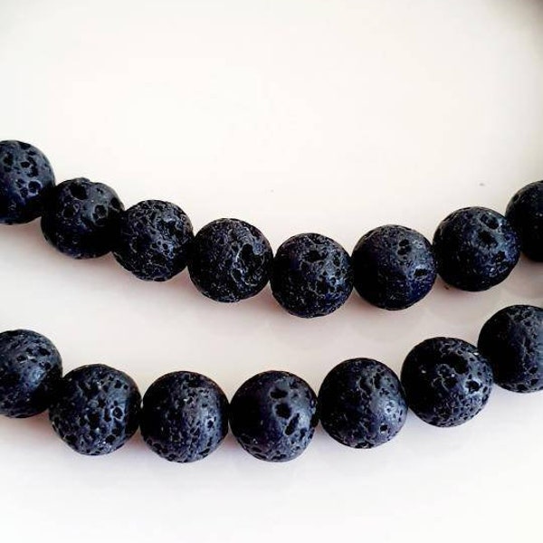 Natural lava beads 4mm, 6mm, 8mm 10mm. Set of 30 beads, and 12mm set of 20 beads.