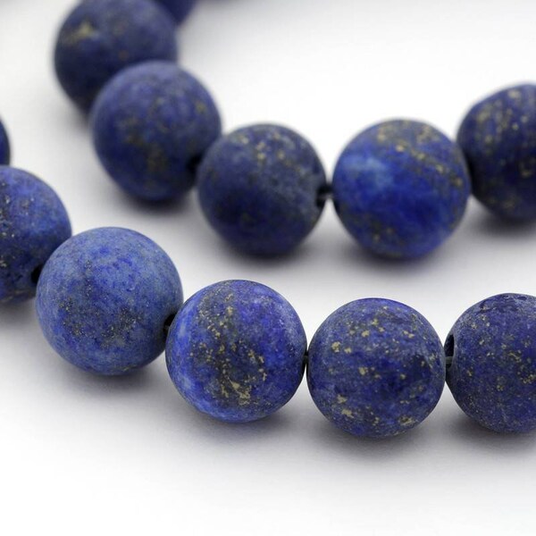 Perles naturelles lapis-lazuli Mat. 10mm, 8mm ou 6mm.