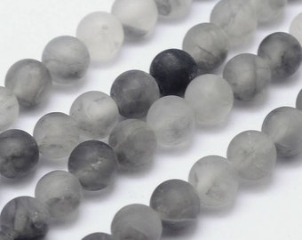 Perles Quartz nuages Mat naturelles. 10mm, 8mm, 6mm, 4mm.