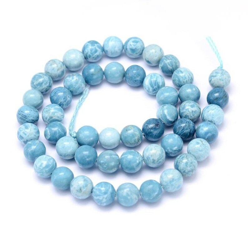 Perles Larimar naturelles. 12mm, 10mm, 8mm, 6mm, 4mm. image 2