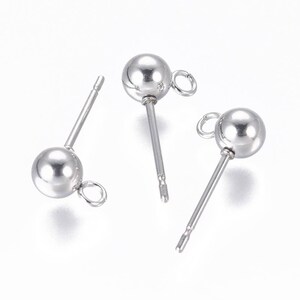 Puce d'oreilles 16mm en acier inoxydable 304. Or ou argent. Lot de 10 5 paires. Puces fournies. image 4