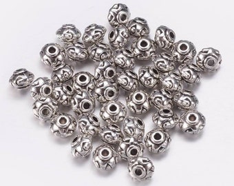 Perles séparateurs style tibétain 6mm. Lot de 10.