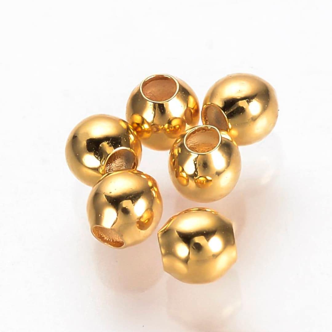 Perline distanziatrici placcate in vero oro 18k da 3 mm. Confezione da  10/20/50 -  Italia