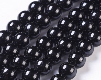 Perles D'onyx noir naturelles. 10mm, 8mm, 6mm ou 4mm.