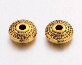 Perles séparateurs style tibétain en alliage or antique. 8mm. Lot de 10 perles.