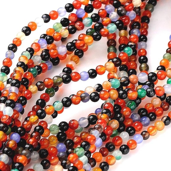 Multicolored Semi-precious Gem Beads 4mm. Pack of 40. 