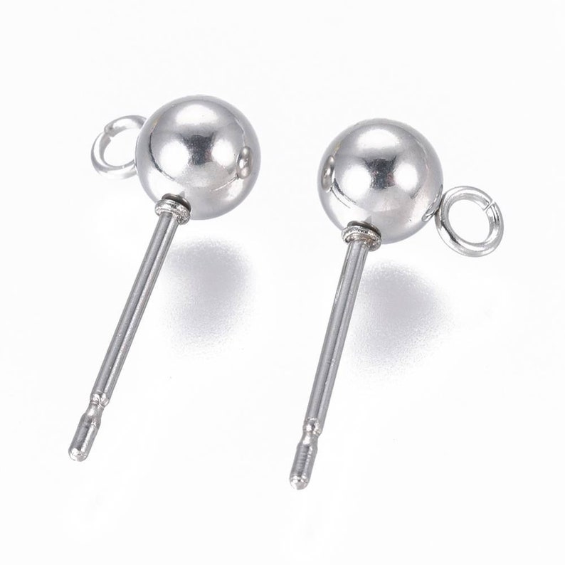 Puce d'oreilles 16mm en acier inoxydable 304. Or ou argent. Lot de 10 5 paires. Puces fournies. image 5