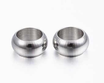 Separator beads, spacers in 304 stainless steel. 6mm. Pack of 10.
