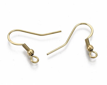 18k gold plated stainless steel ear hooks. Pack of 10.