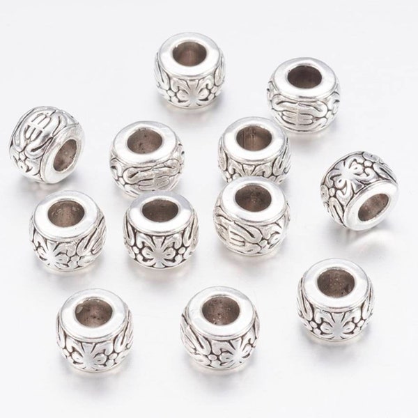 Perles séparateurs, intercalaires style tibétain 8mm. Lot de 10.