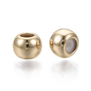 Perles Cuseur, bloqueuse, coulissante avec caoutchouc à l'intérieur. En plaqué or 18k. 8mm,6mm 5mm, 3mm. Lot de 5 perles. image 6