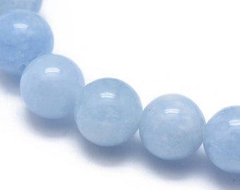 Grade AA natural Aquamarine pearls. 10mm, 8mm or 6mm.