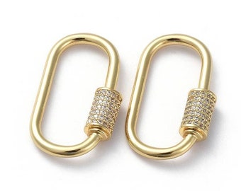 18k gold plated lobster clasps with zircon. 29.5x15x2.2mm. Sold individually.