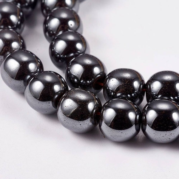 Perles Hématite 4mm,6mm,8mm, 10mm, 12mm.