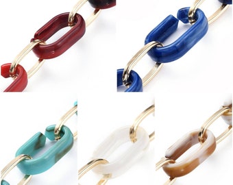 Gold aluminum and acrylic Trombone chain. 1 meter. Colors to choose from.