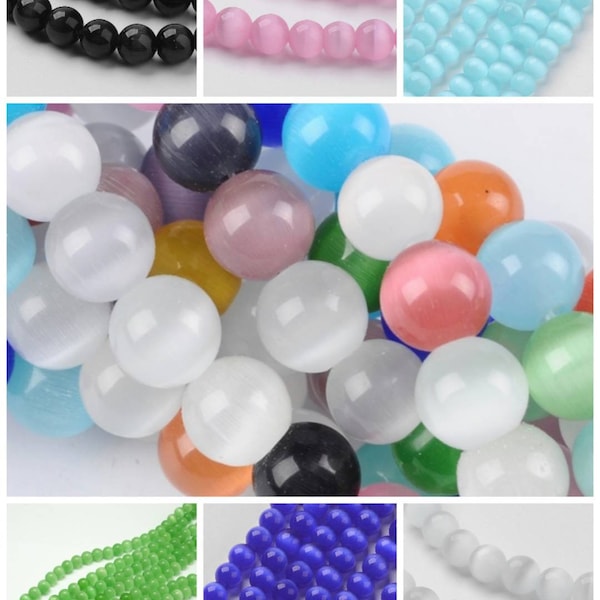 Perles œil de Chat naturelles. Coloris aux choix. 8mm ou 6mm.