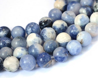 Perles sodalite naturelles 10mm, 8mm, 6mm, 4mm.