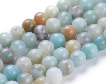 Perles naturelles en Amazonite 4mm -6mm,8mm, 10mm, 12mm.