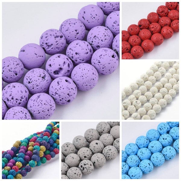 Natural lava beads 6mm or 8mm. Choice of colors.