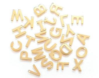 Pendentifs, breloques lettres alphabet en acier inoxydable 304.