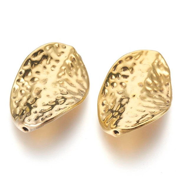 Twisted leaf beads. Tibetan style nickel-free, cadmium-free, lead-free alloy. Antique gold. Sold individually.