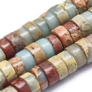 Natural Aqua Terra Jasper Heishi Beads. 6mm. Lot of 50 beads.