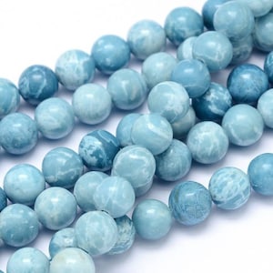 Perles Larimar naturelles. 12mm, 10mm, 8mm, 6mm, 4mm. image 1