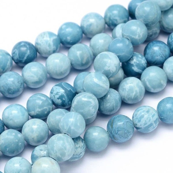 Perles Larimar naturelles. 12mm, 10mm, 8mm, 6mm, 4mm.