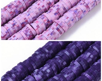 Heishi beads in polymer clay. 6x1mm. Lot of approximately 350 beads. Colors to choose from.