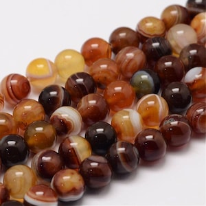 Natural Agate beads. 10mm, 8mm, 6mm, 4mm.