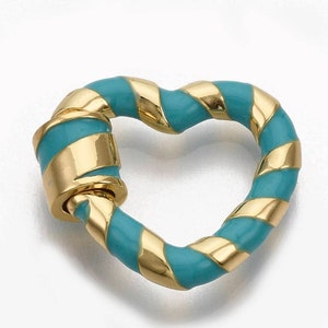 Claspers carabiner heart with gold plated enamel 18k. Colors to choose from. Sold individually. image 3