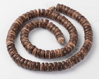Natural Coconut Heishi Beads. 8mm. About 100 beads.