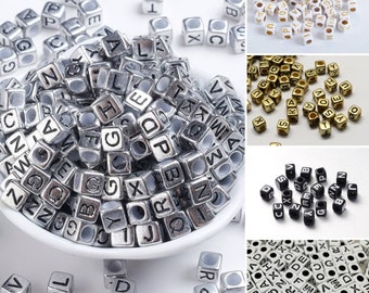 Acrylic alphabet cube letter beads 6x6 mm.