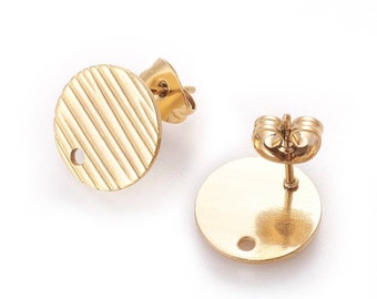 Stud earrings with pushers in 304 stainless steel. Set of 2 pairs.