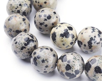 Natural Dalmatian jasper beads. 12mm, 10mm, 8mm, 6mm, 4mm.