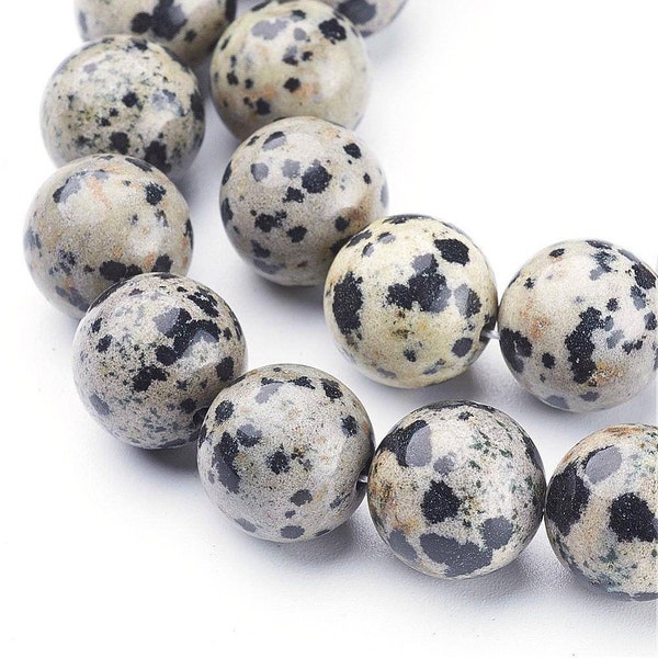 Perles jaspe Dalmatien naturelles. 12mm, 10mm, 8mm, 6mm, 4mm.