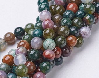 Natural Indian Agate Beads 4mm, 6mm and 8mm.