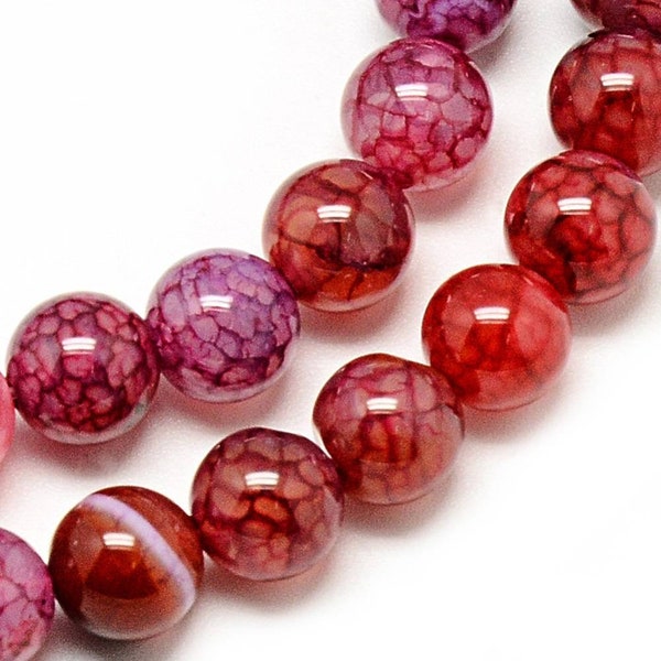 Perles agate naturelles veine de dragon. 8mm. Lot de 20 perles.