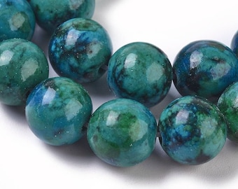 Natural Chrysocolla beads. 12mm, 10mm, 8mm, 6mm, 4mm.
